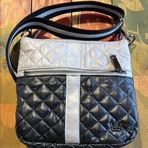 Quilted Black and Silver Shoulder Bag